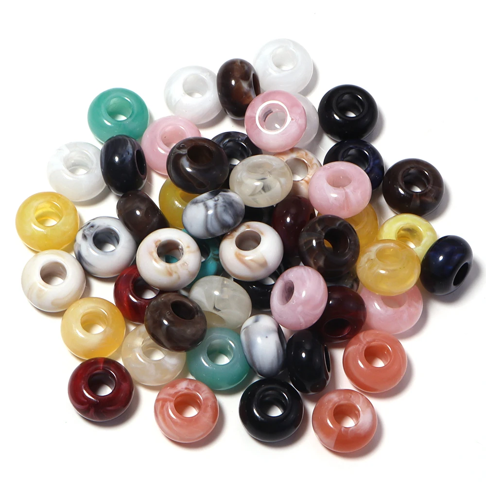 50 Stück/Lot 14×8mm Acrylperlen mit großem Loch, Abstandshalterperlen für die Schmuckherstellung, DIY-Halskette, Armband, Schlüsselanhänger, Zubehör