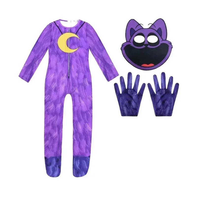 Disfraces de Cosplay de gato Critters sonrientes CATNap Accion Mono Halloween Carnaval Fiesta Vestir Traje para niños;3.k'6;d.a;
