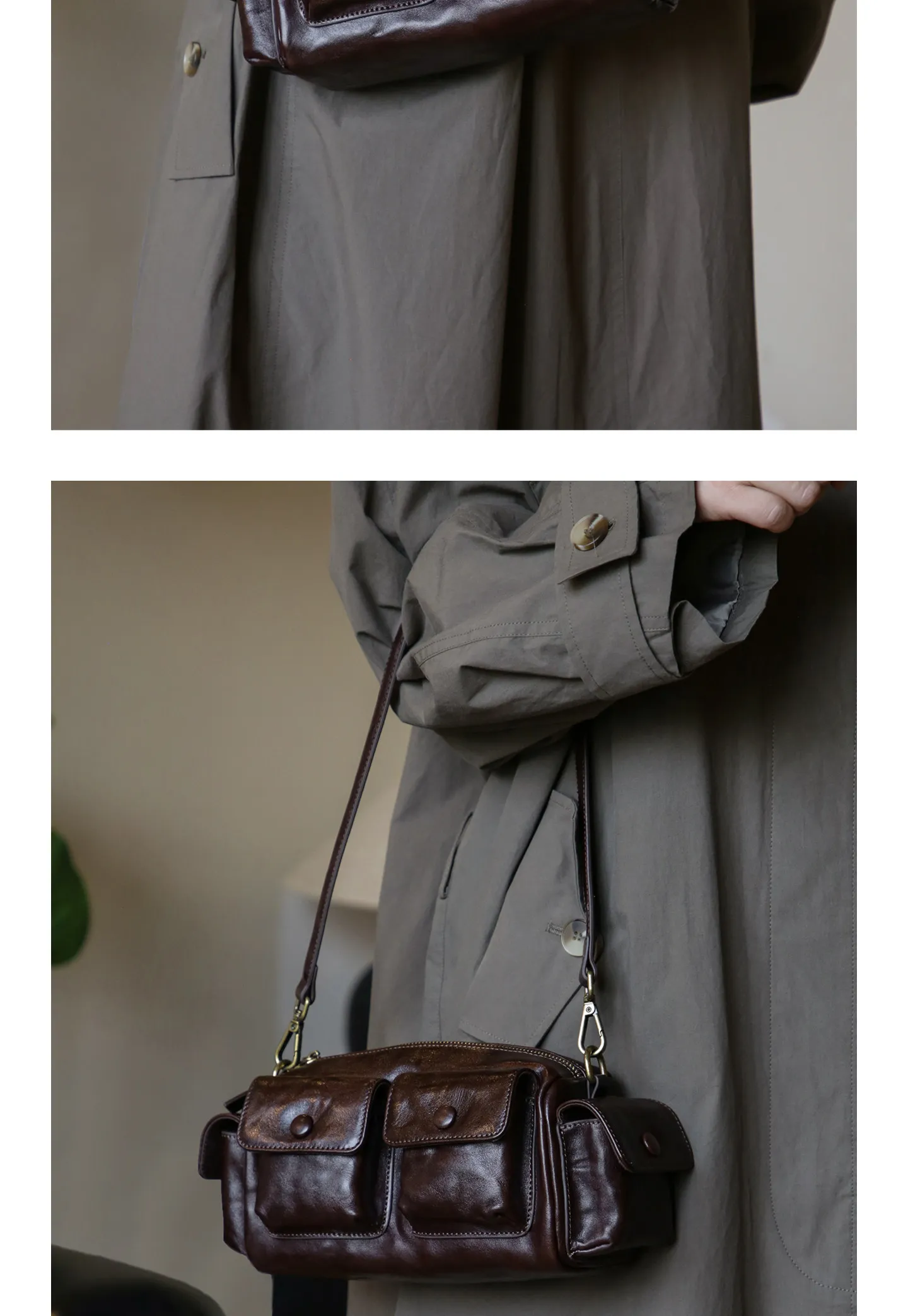 PNDME Vintage Designer handgefertigte weiche Echtleder-Umhängetasche für Damen, modische Luxus-Umhängetasche aus erstklassigem Rindsleder. – Detail 5