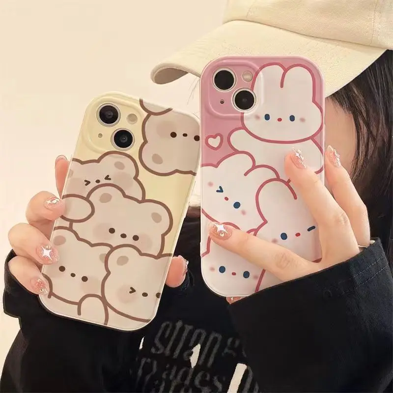 Five Bears On A Yellow Background Phone Case For iPhone 14 13 12 11 Pro XS MAX XR 7 8 Plus Mini SE2020 Silicone Cover Cases