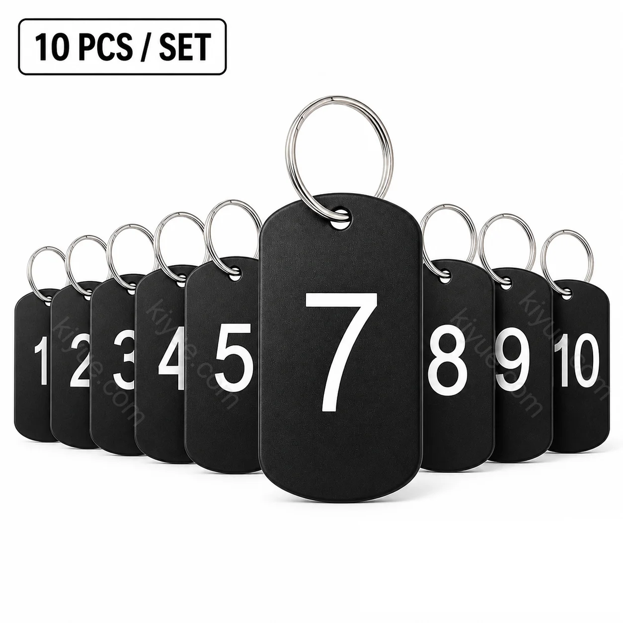 GEKTIMER Black Aluminium Number Key Tags with Key Ring Black Rectangle Aluminum ID Tags Engraved Number Labels for Supplies