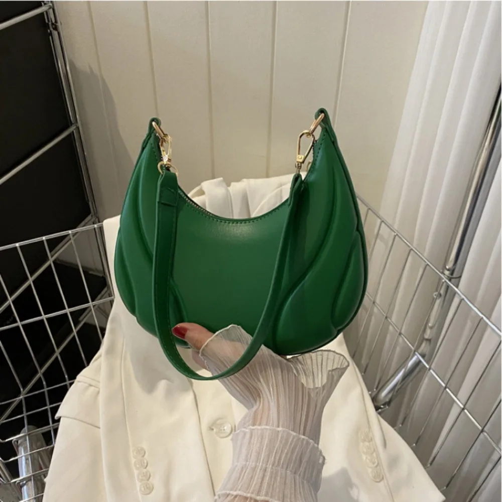 

Простая сумка в форме полумесяца из искусственной кожи, повседневная сумка-тоут из искусственной кожи, однотонная сумка для подмышек во французском стиле для девочек