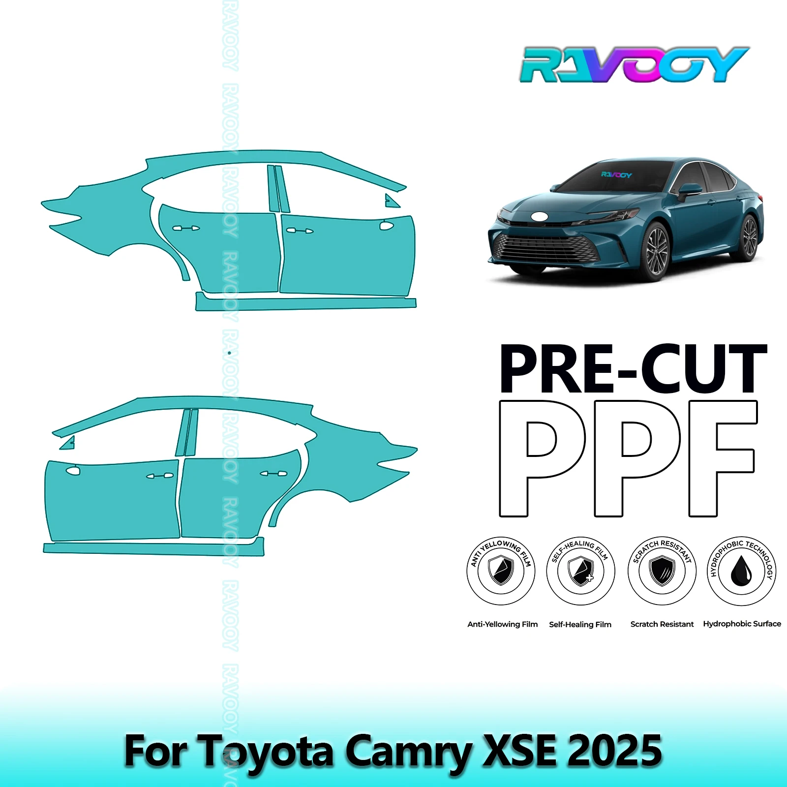 

For Toyota Camry XSE 2025 8.5mil Clear Matte Pre-Cut PPF Door & A/B Pillar Kit TPU Paint Protection Film Set