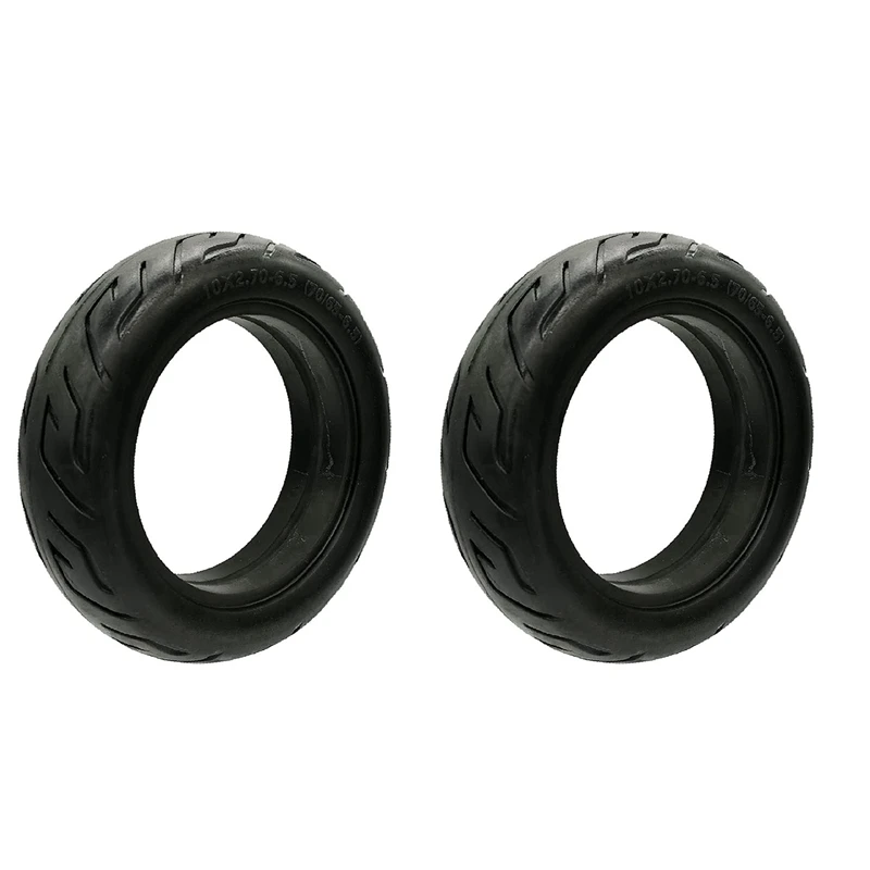 2X Solid Tire 10 Inch, 10X2.70-6.5 70/65-6.5 Scooter Airless Puncture-Proof Design Explosion-Proof Solid Rubber Tires