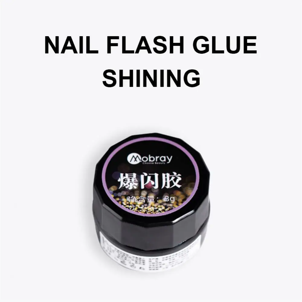 Сверкающая УФ-терапия Легко наносится Серебро Ослепительный Долговечный Блеск Необычный дизайн ногтей Стильный Неподдерживаемый Профессионально Блестящий