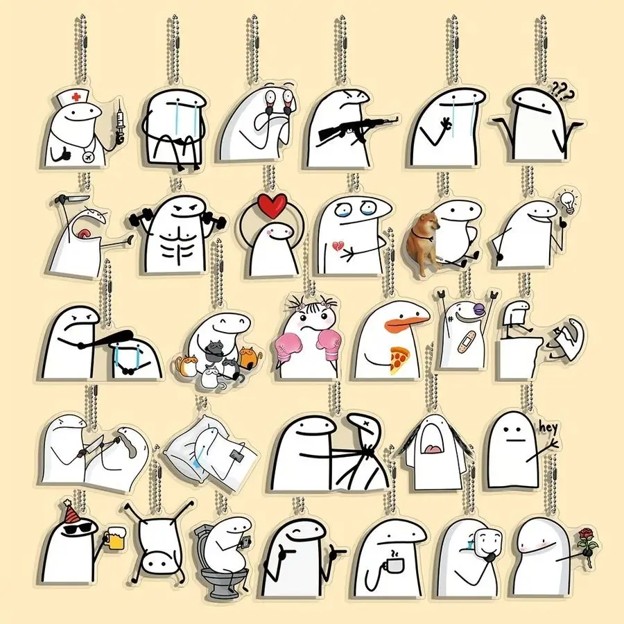1/5/10/20/50/100pcs 2D Design, 10/30 pcs/set 2D Keychains Featuring Cute and Funny Animals with MEME Expressions, Acrylic Bag Ch