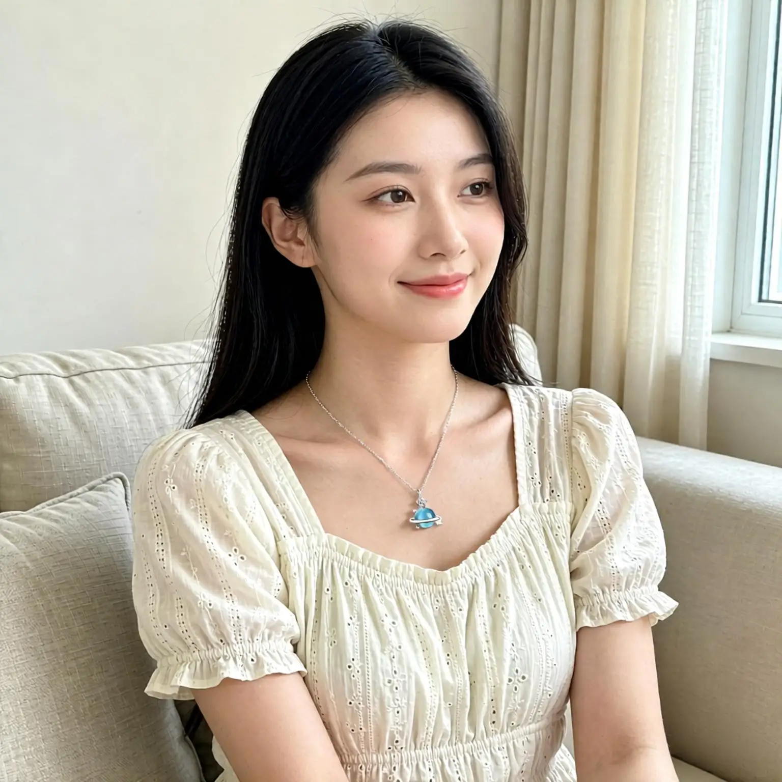 Charming 925 Sterling Silver Blue Planet Crystal Zircon Pendant Necklaces for Women Girls Engagement Party Fashion Jewelry Gifts