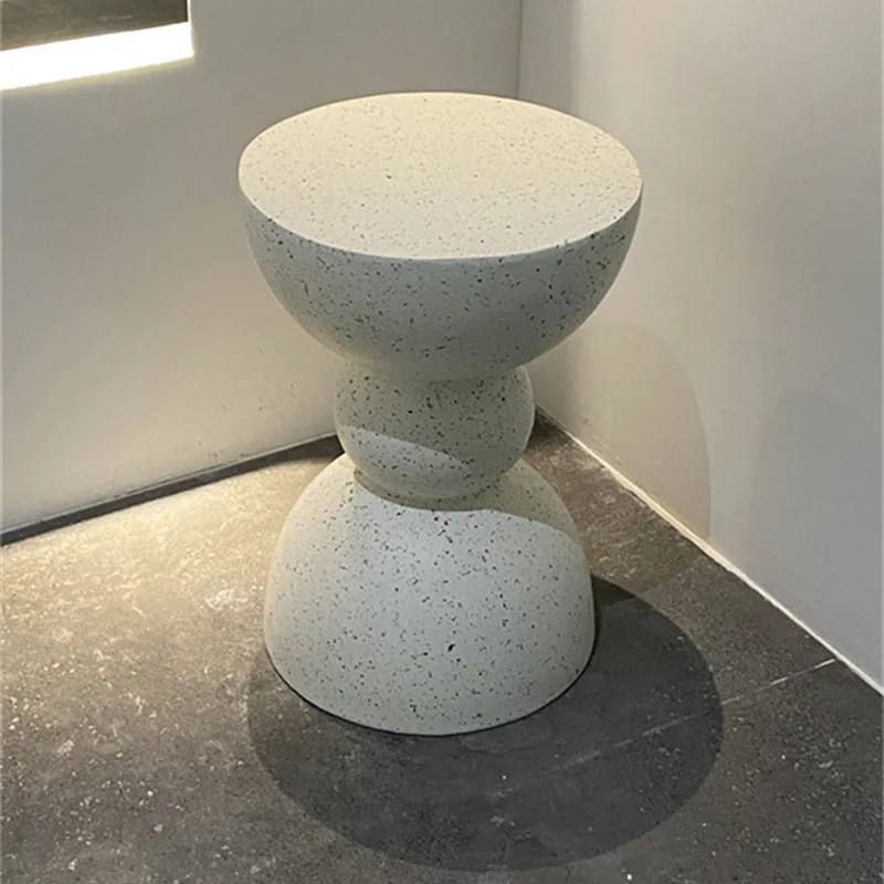 

Minimalist Side Coffee Table, Hourglass Stool for Living Room, Wide Hollow Base Small Round Desk, Creative Sofa Accent for Home