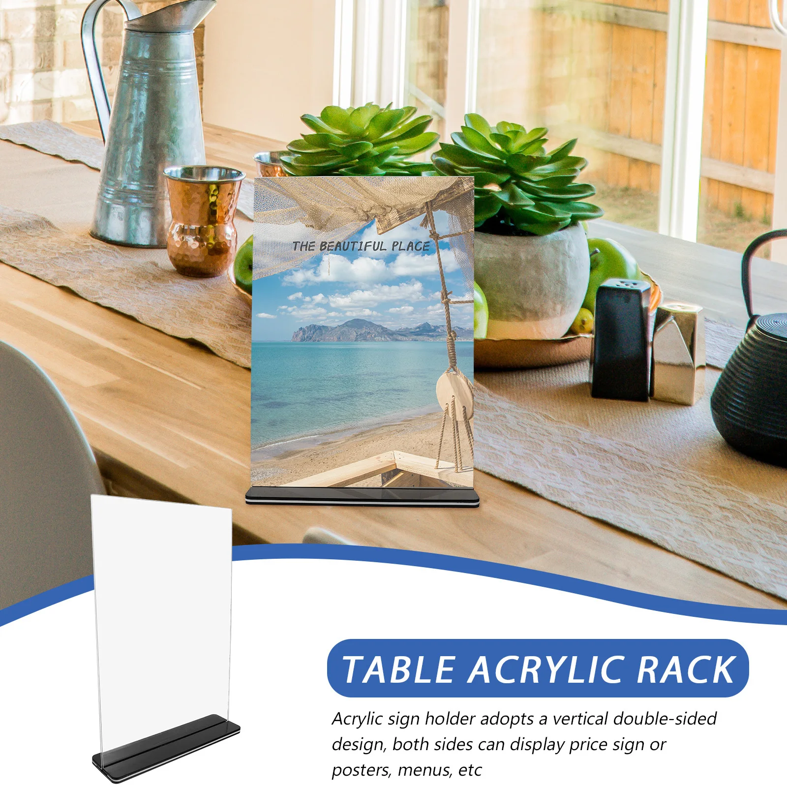 

Acrylic Sign Holder Double Sided Clear Desktop Menu Display Stand Stable Base for Office Restaurant Poster Holder