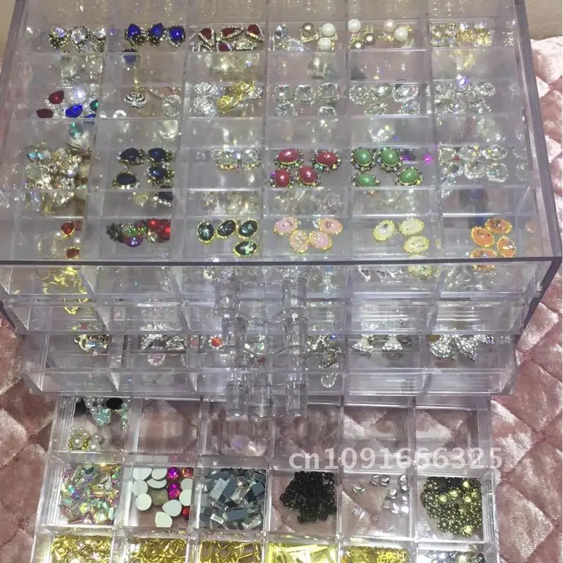 5 couches Nail Art décoration accessoires bijoux cristal organisateur stockage anti-poussière boîte conteneur