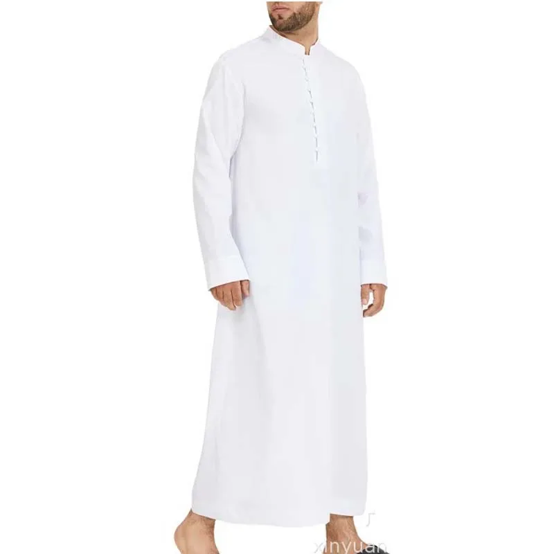 

Eid Muslim Men Jubba Thobes Saudi Arabe Islmaic Clothing Male Prayer Qamis Homme Black White Moroccan Kaftan Long Sleeve Tunica