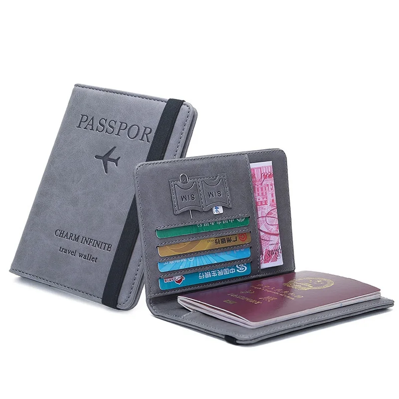 Tùy Chỉnh Tên Thun Da Hộ Chiếu Passport Cover RFID Ngăn Để Thẻ Hộ Chiếu Du Lịch Giá Đỡ Ví Tài Liệu Người Tổ Chức Ốp Lưng