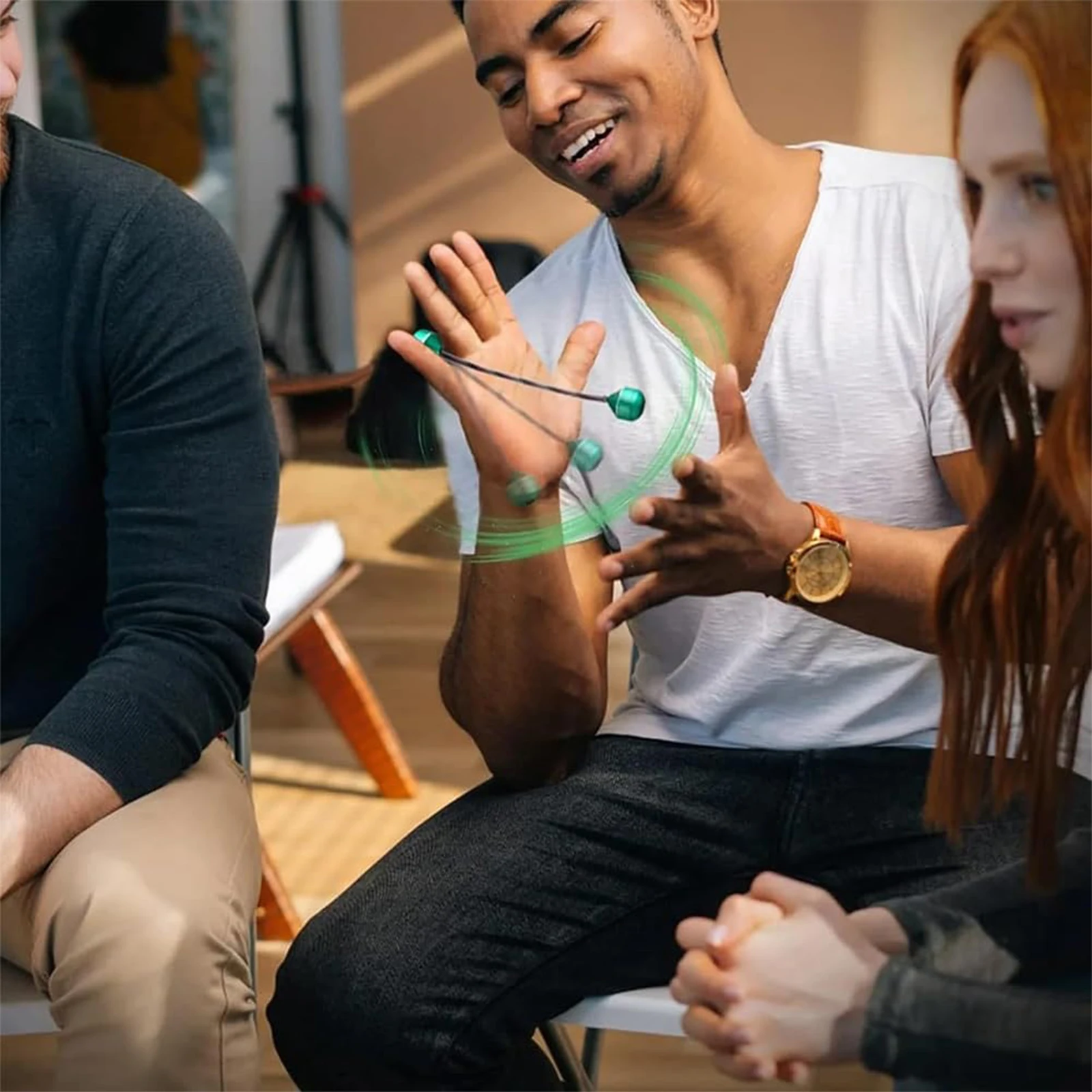 Metal Fidget Skill Worry Beads Relieve Anxiety Toy Spin & Bump Movement Stress Relief Toy for Men Women Youngs Skill Players