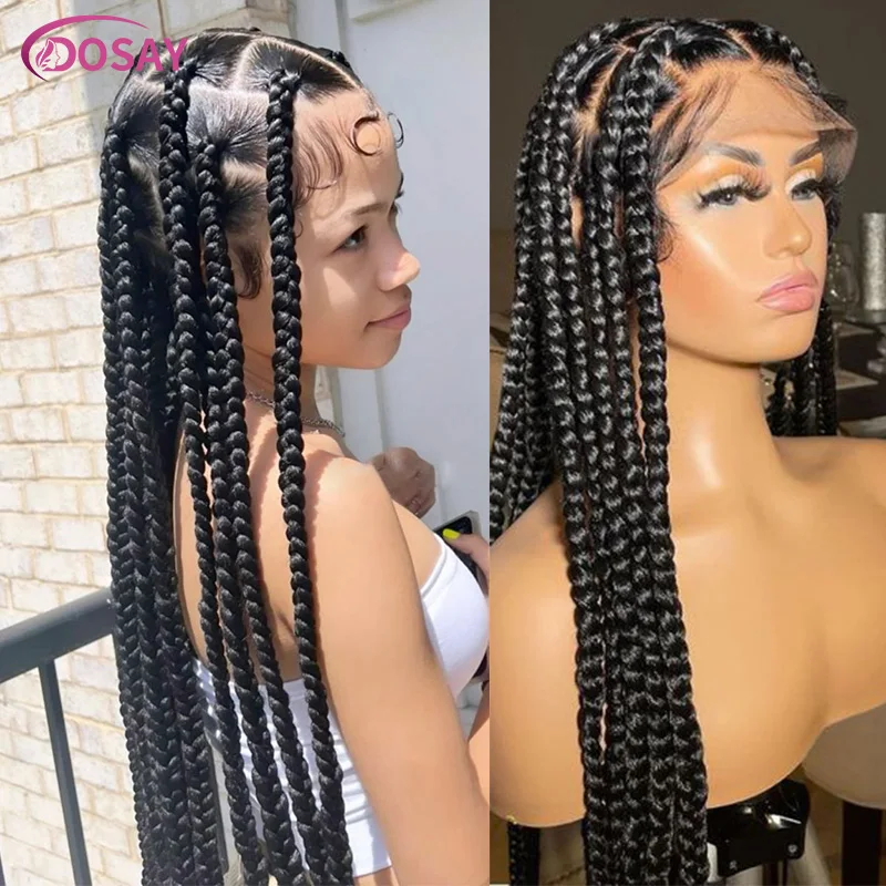 

Knotless Box Braids Faux Locs Braiding Hair Synthetic Braided Full Lace Wigs For Black Women Glueless Tribal Cornrow Braids Wigs