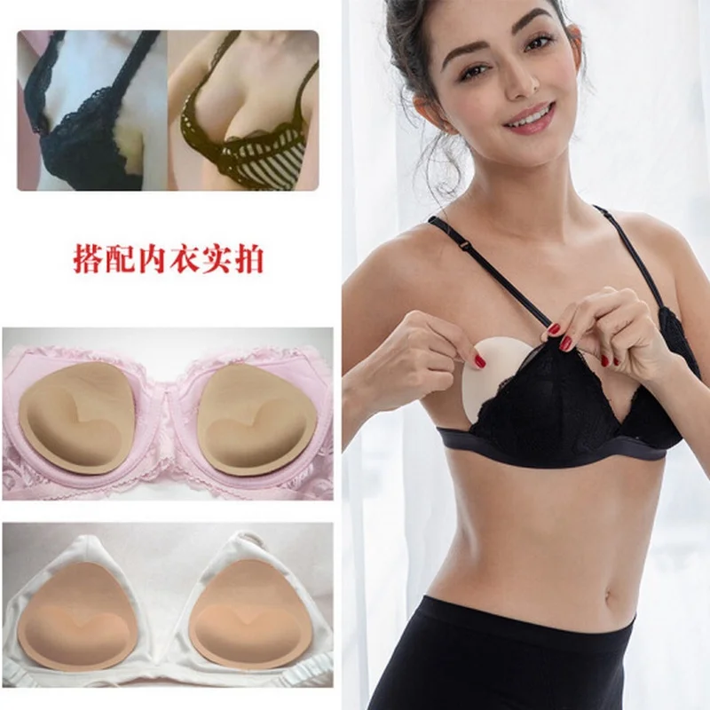 2 Pairs Breathable Thickened Triangle Sponge Bra Paddings Chest Pad Sponge Bra Inserts Bra Cup Cushion