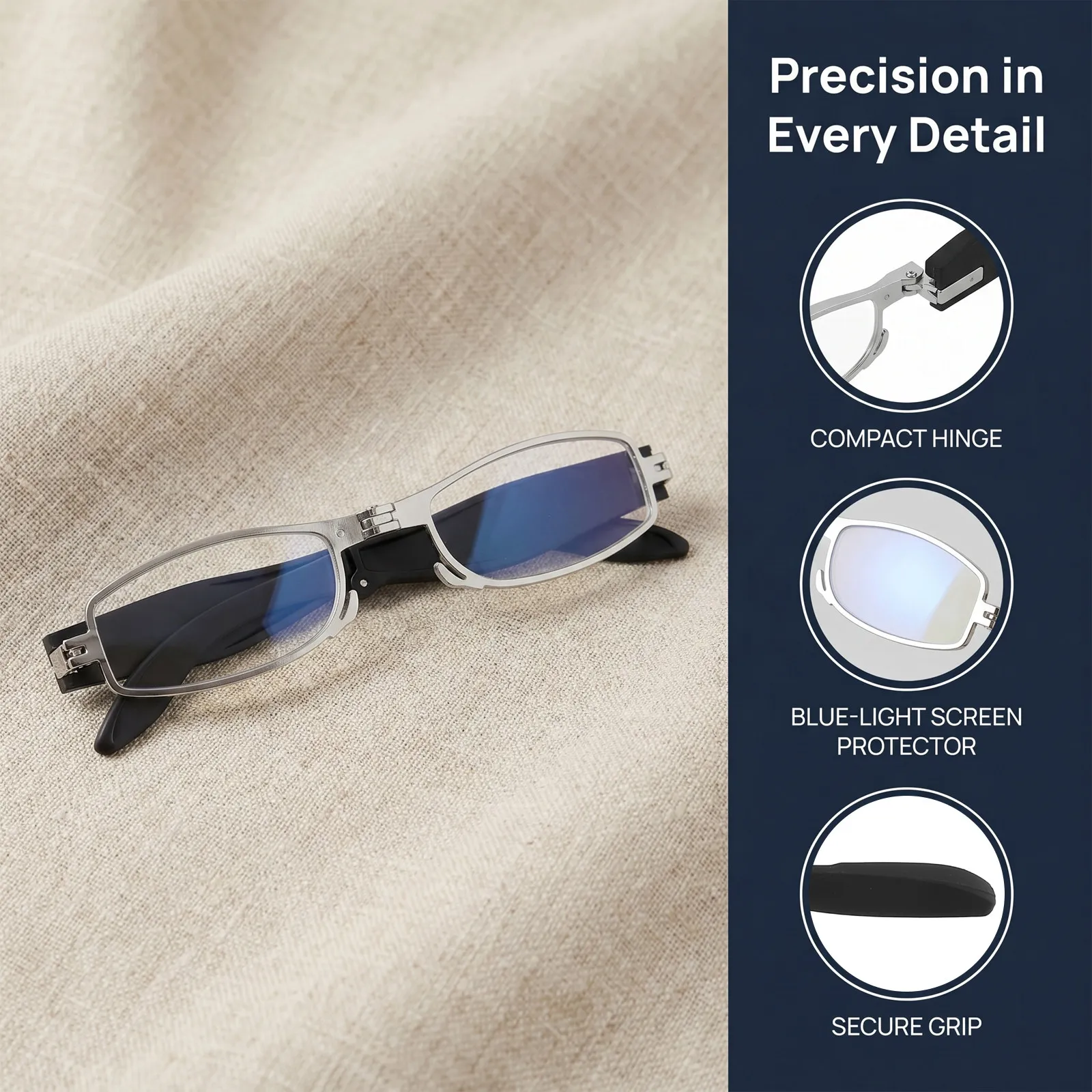 Foldable Reading Glasses Fold Design Easy Storage Carry Pouch Included Ideal for Travel Commuting Reading Daily Use