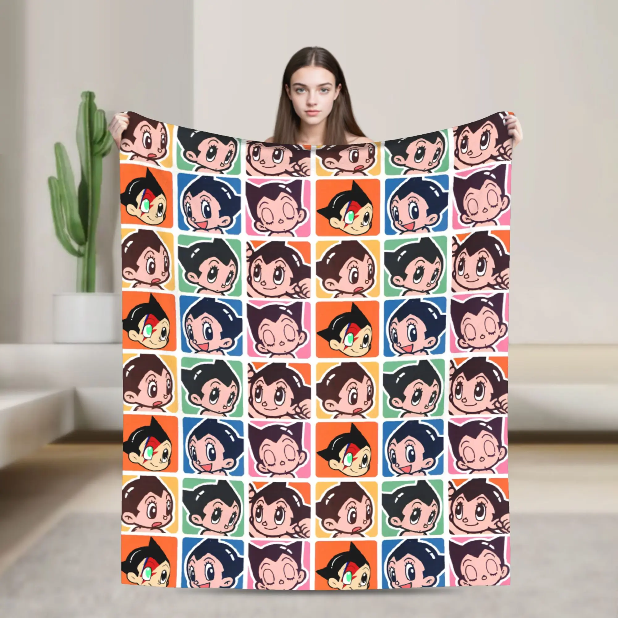 Cute Astroboy Astro Boy Anime Wool Blanket  Awesome Throw Blanket for Home Hotel Sofa  150*125cm Rug Piece