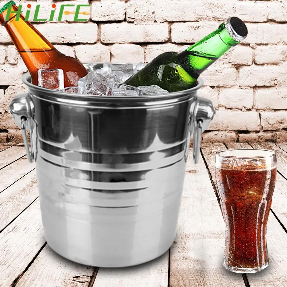 For KTV Bar Kitchen Party Barware 5L Stainless Steel Champagne Wine Beer Bucket Wine Beer Cooler Bucket Ice Cube Maker