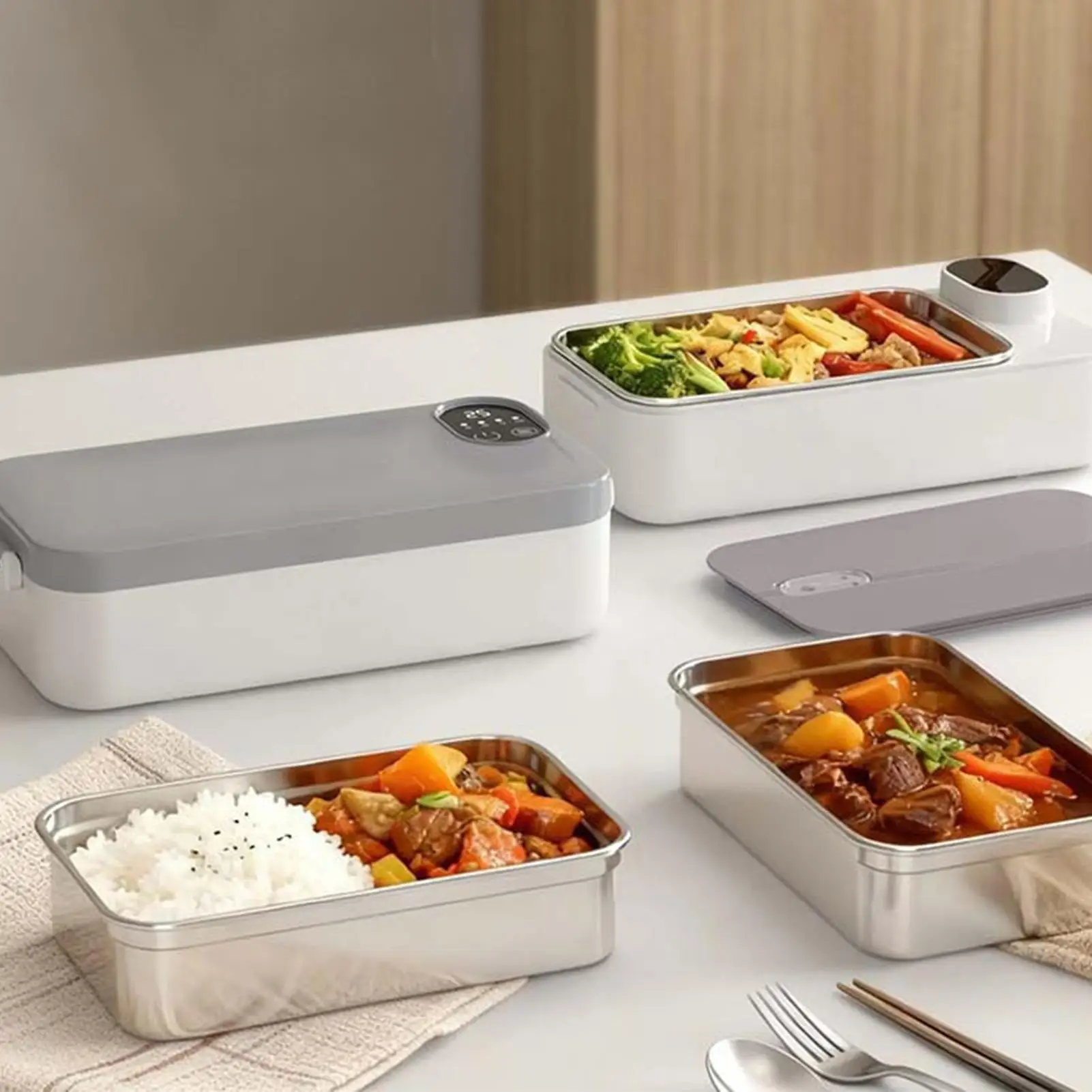 

Heated Lunch Box Rechargeable Portable Warmer Portable Electric Lunch Box with Stainless Steel Container for Kids Boys Girls