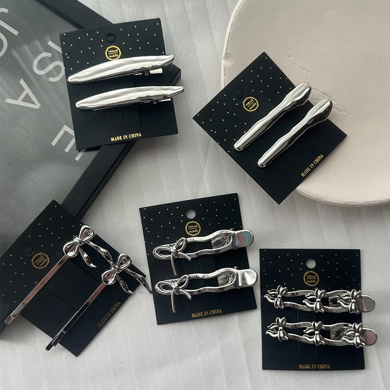 Hair Clip Silver Metal Sweet Cool for Side Fringe Forehead Flyaway Girls Daily Use Lightweight Durable Versatile Premium