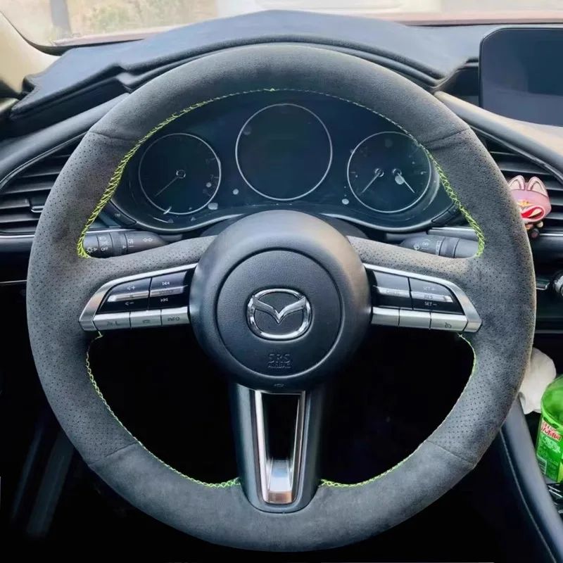 

Cover Customized for Mazda 3, Mazda 6 Atenza, CX-30, CX-4, CX-5 Steering Wheel Cover Alcantara Suede Hand Sewing Car Accessories