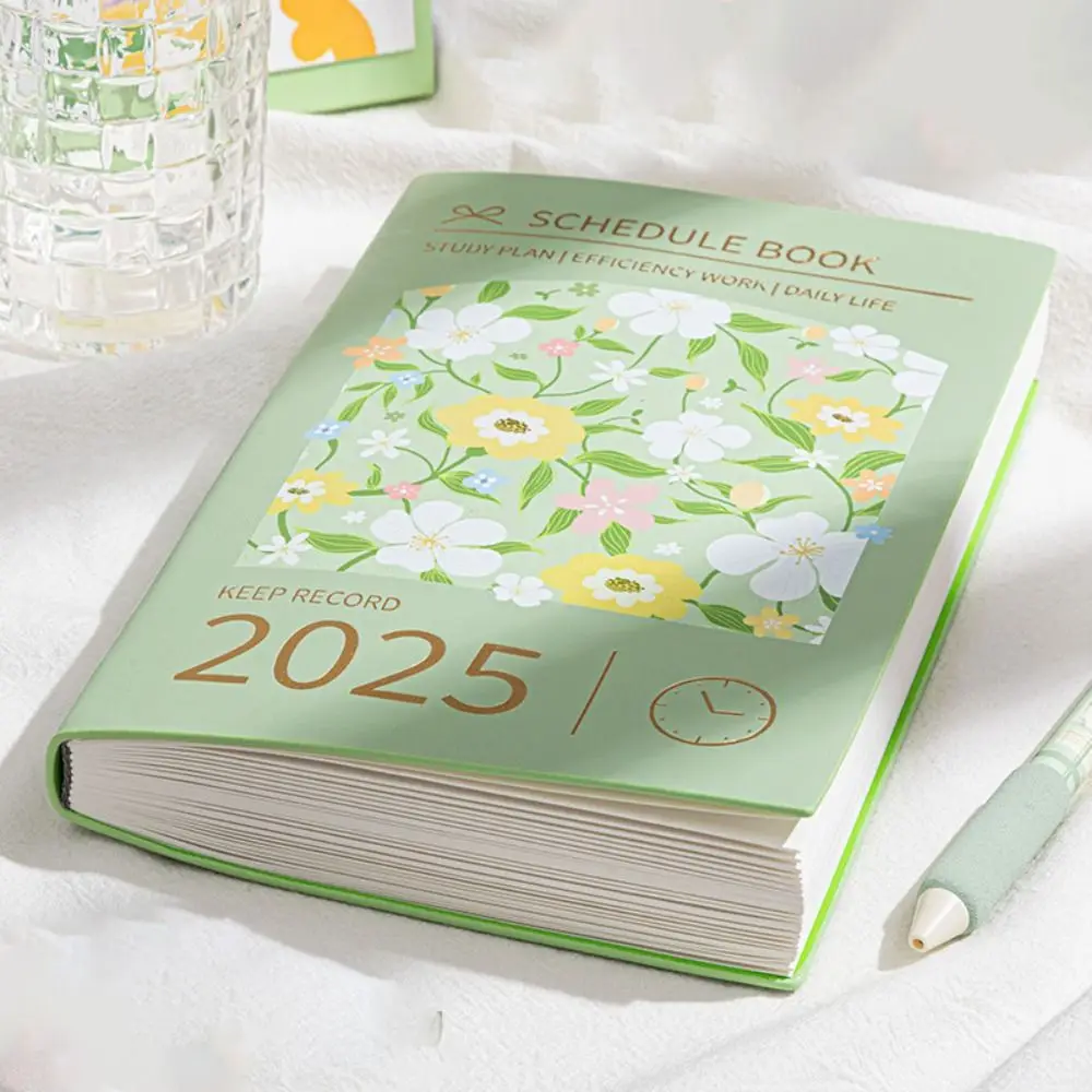 A5 2025 جدول مخطط دفتر INS النفط اللوحة زهرة مذكرات الكتابة منصات الوقت المنظم جدول الأعمال الأسبوعي الأكاديمي