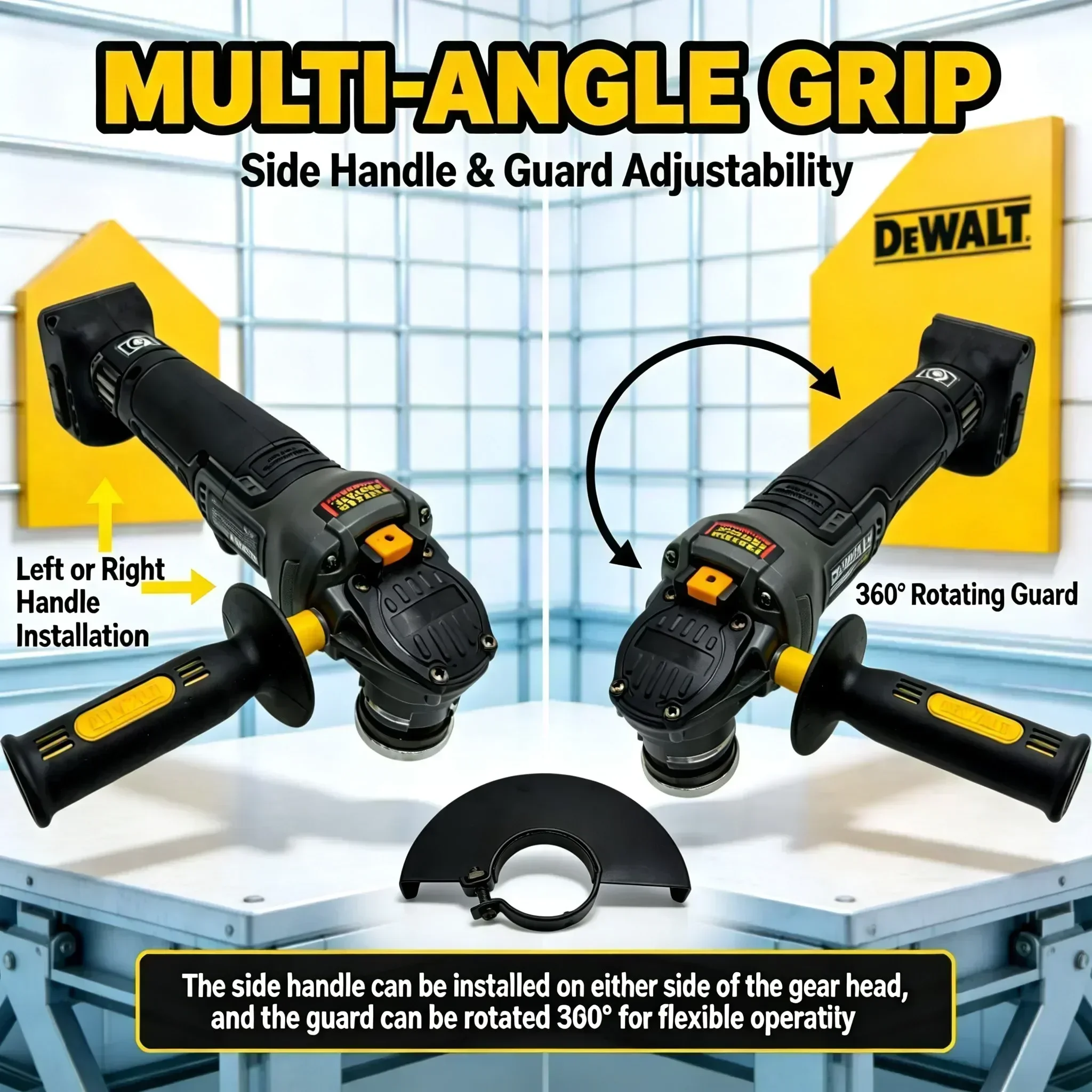 DEWALT DCG406 Gray Edition Cordless Angle Grinder 18V, Brushless Motor, 125mm Disc, Side Handle Included, Bare Tool