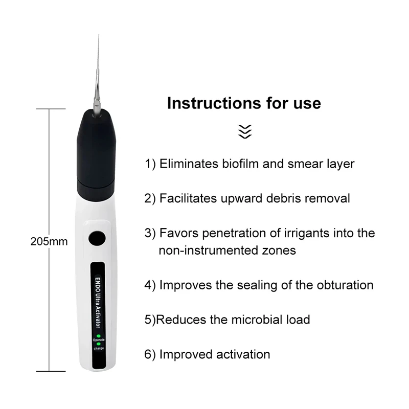 Dentystyczny bezprzewodowy aktywator ultradźwiękowy Endo Ultra aktywator soniczny irygator Endo do końcówek kanałowych narzędzia stomatologiczne