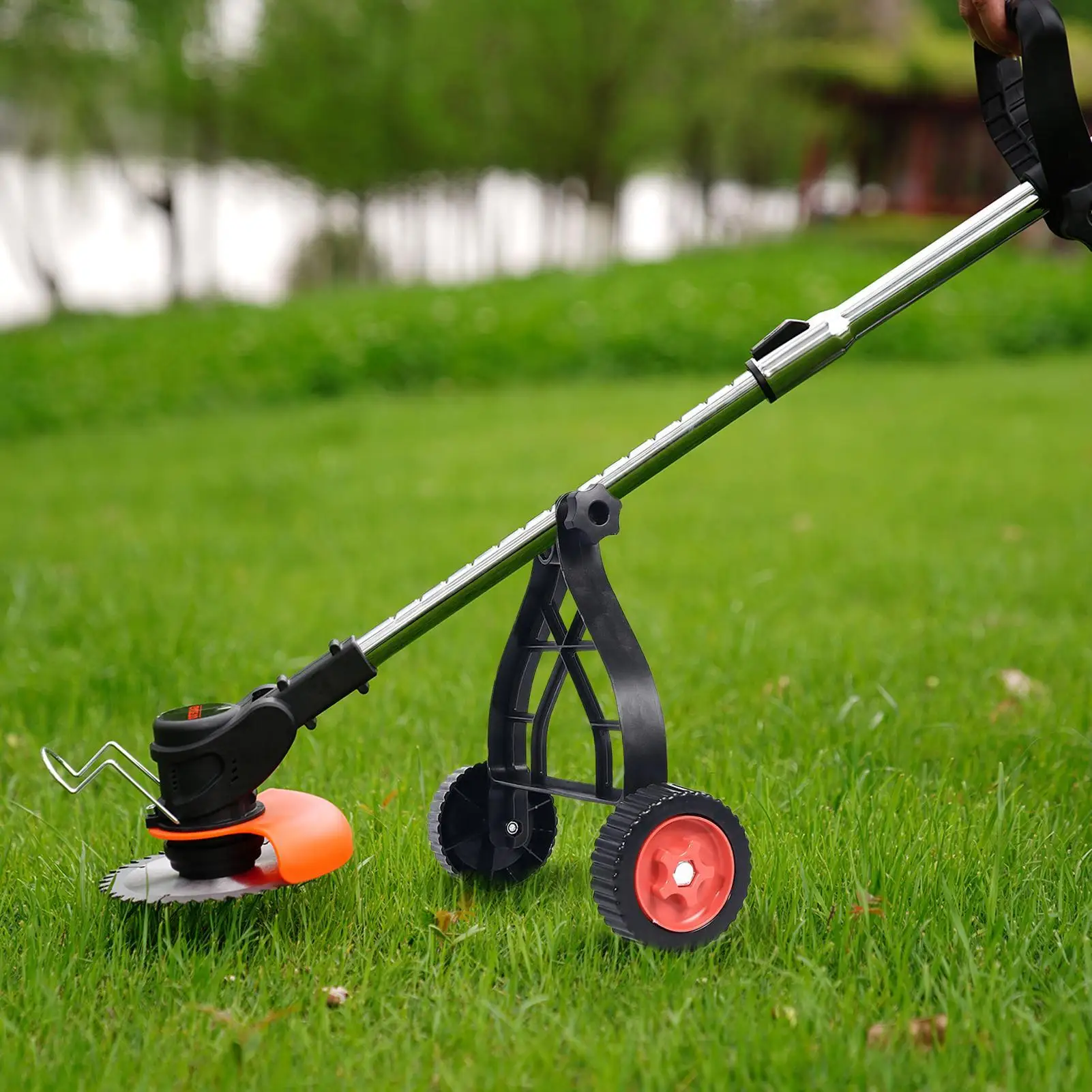 

String Trimmer Support Wheel Auxiliary Wheels Lawnmower Wheel Brush Cutter Wheel Mower Attachment Adjustable Grass Cutter Holder
