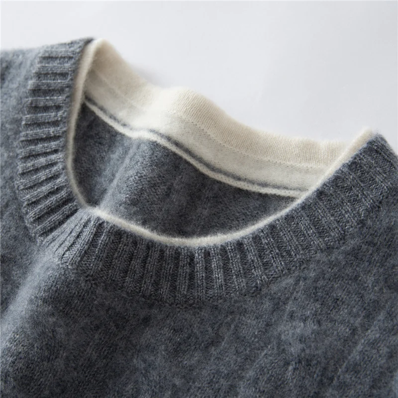 

ADDONEE Women's 100% Cashmere O-neck Pullover Sweater Cable knitting Simple Style Cashmere Knitwear Autumn Winter Clothes Tops