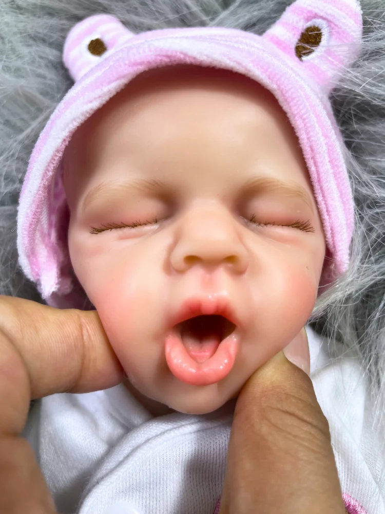 13인치 입을 여는 루루 풀 실리콘 리본 베이비 돌 소녀 또는 소년 세척 가능 스트레스 해소 인형 장난감 크리스마스 선물