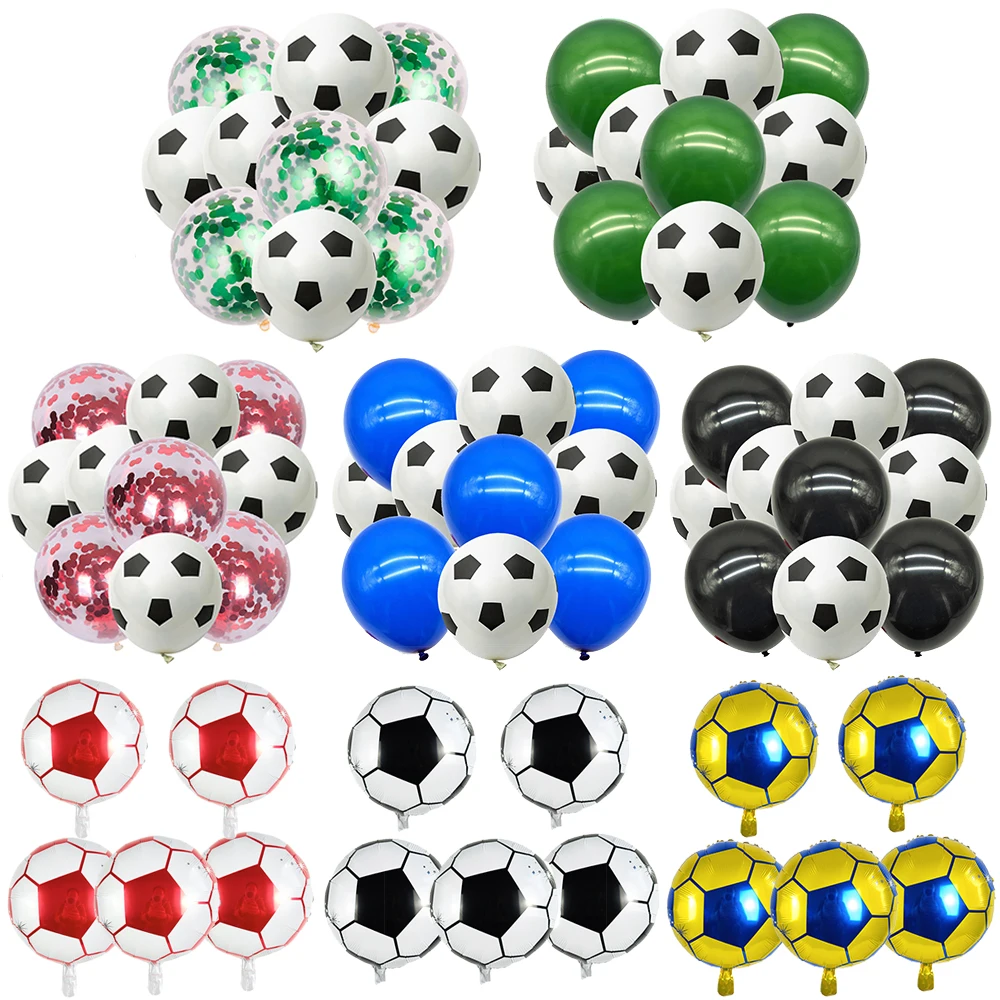 10 Stück Fußball-Luftballons 12 Zoll Konfetti Schwarz-Weiß Latex-Fußballballons Jungen Fußball-Geburtstagsdekoration Baby-Shower-Party-Zubehör