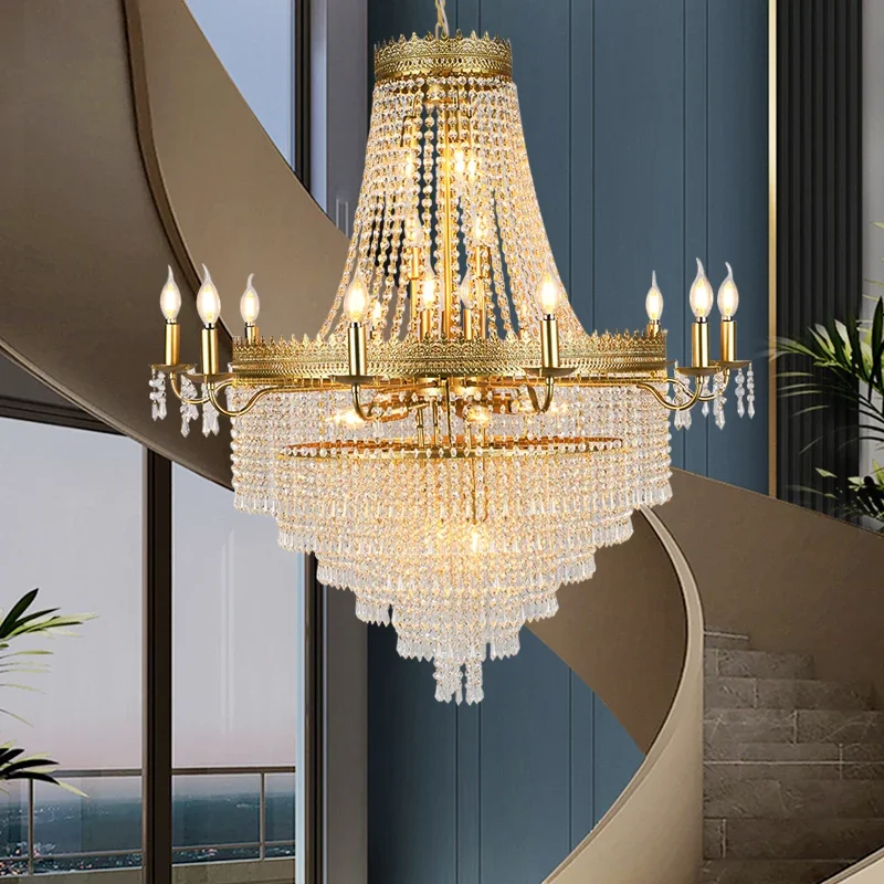 

Luxury Crystal Chandelier For Living Room Staircase Creative Candle Design Lighting Fixture Led Home Decor Cristal Hanging Lamp