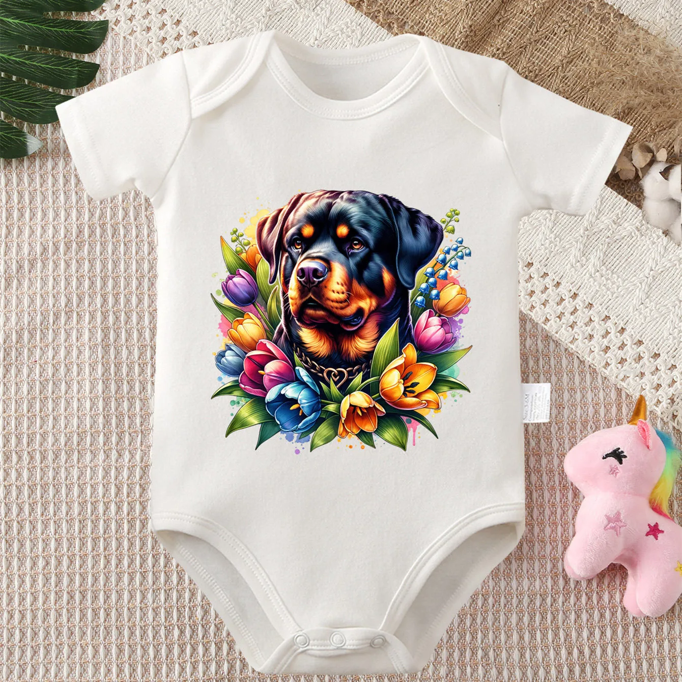 Body de Algodón 100% con Estampado de Feliz con mi Amigo Rottweiler, Ropa Cómoda para Bebé, Mono para Recién Nacidos de 0 a 12 Meses