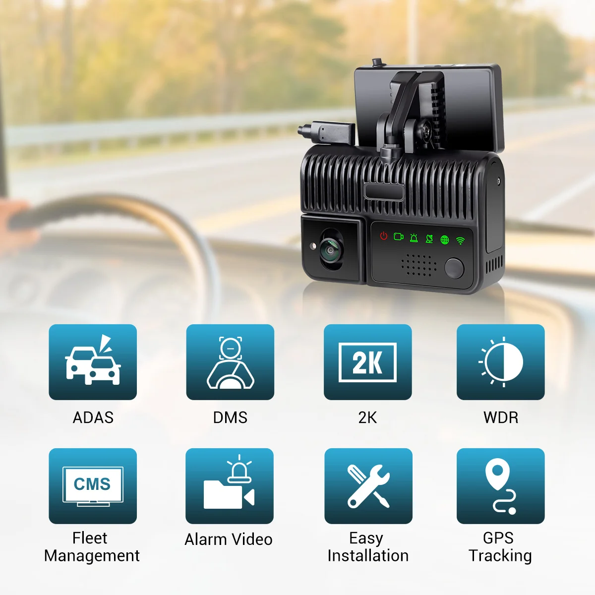 2K Dual Lens 4g Dashcam With DMD ADAS Function Video Recording For School Bus Fleet Management