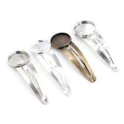 16mm 18mm 10pcs High Quality Bronze Silver Plated Rhodium Copper Material Hairpin Hair Clips Hairpin Base Setting Cabochon Cameo