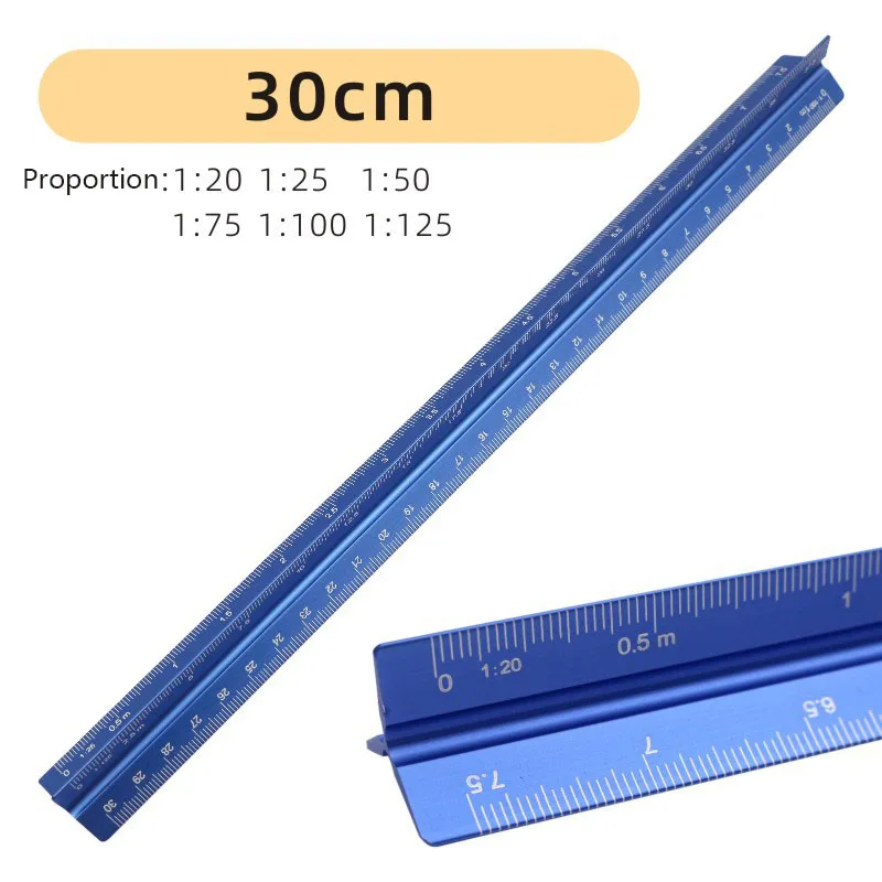 Régua Escala Triangular para Arquitetura Liga de Alumínio Metal Ferramentas de Redação Escritório e Material Escolar 12 Polegadas 1pc