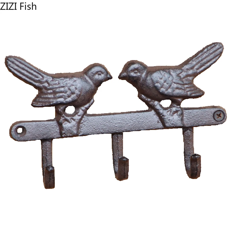 Birds Hook Hanging Shelf Wall Hanging Decorative Hook Black Cast Iron Coat Rack Courtyard Corridor Vintage Outdoor Decoration