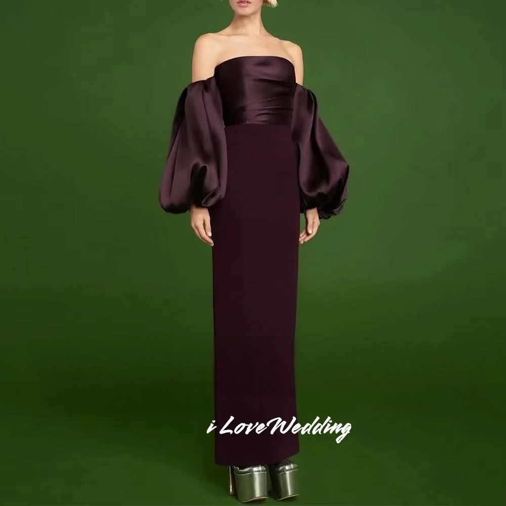 Roxo sem alças vestidos de noite 2025 fora do ombro plissado sereia sem costas até o chão elegante vestido de festa de casamento personalizado