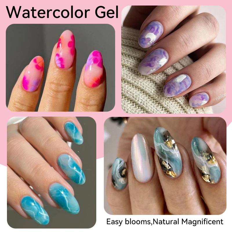 UR SUGAR 15ml Watercolor Nail Gel Polish Clear Uv Led Blooming Polish for Spreading Effect Natural Marble Soak Off DIY Manicure