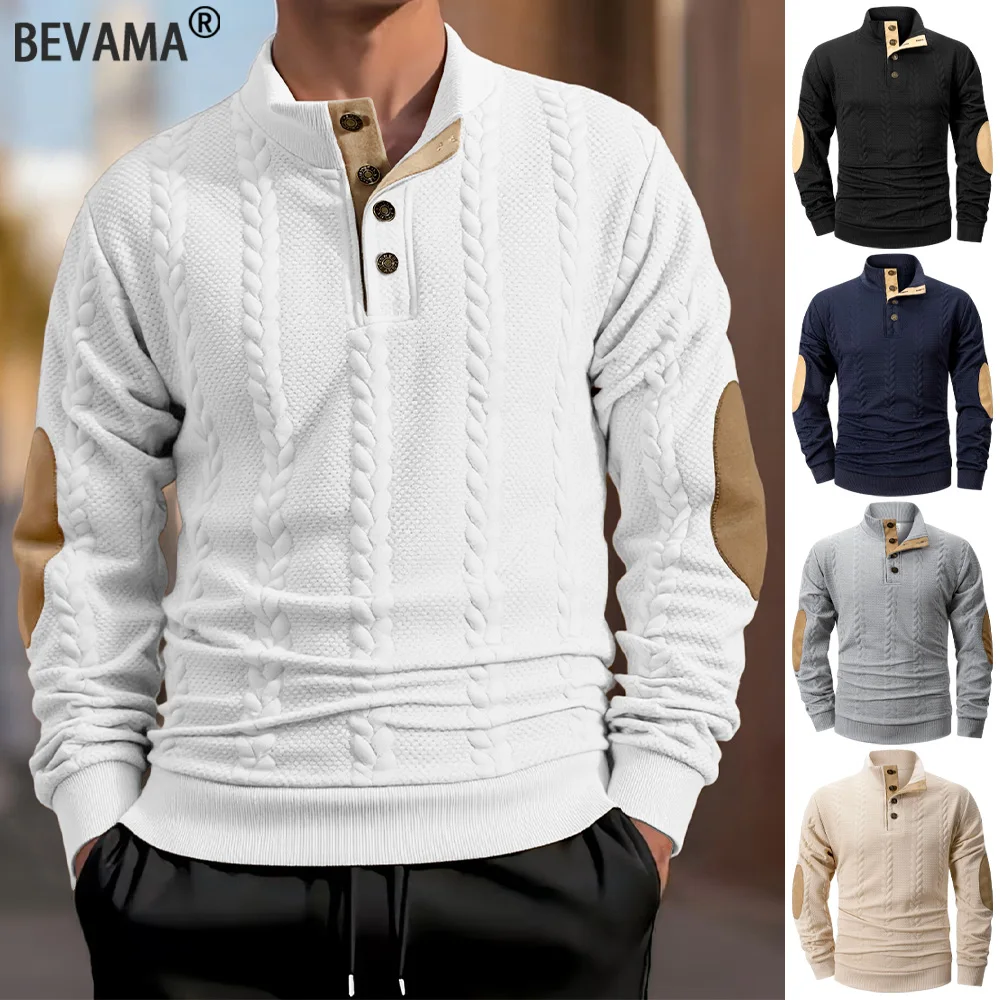 

Мужские вязаные жаккардовые свитера, весенне-осенняя толстовка с воротником-стойкой и длинными рукавами, уличный теплый повседневный пуловер, топы