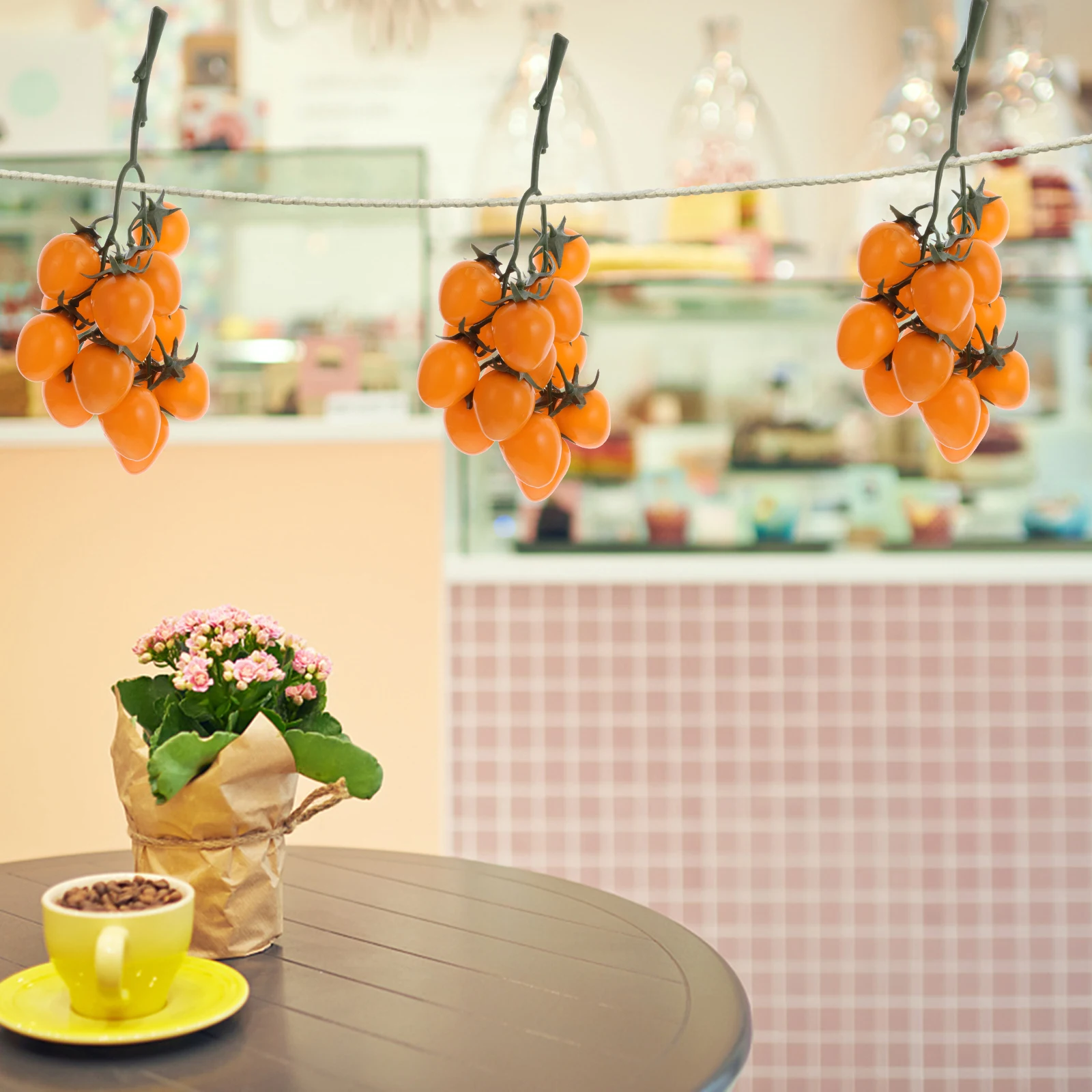 Realistic Artificial Cherry Tomatoes Fake Fruit for Display Decor Home Kitchen Party Photography Ornamental Props