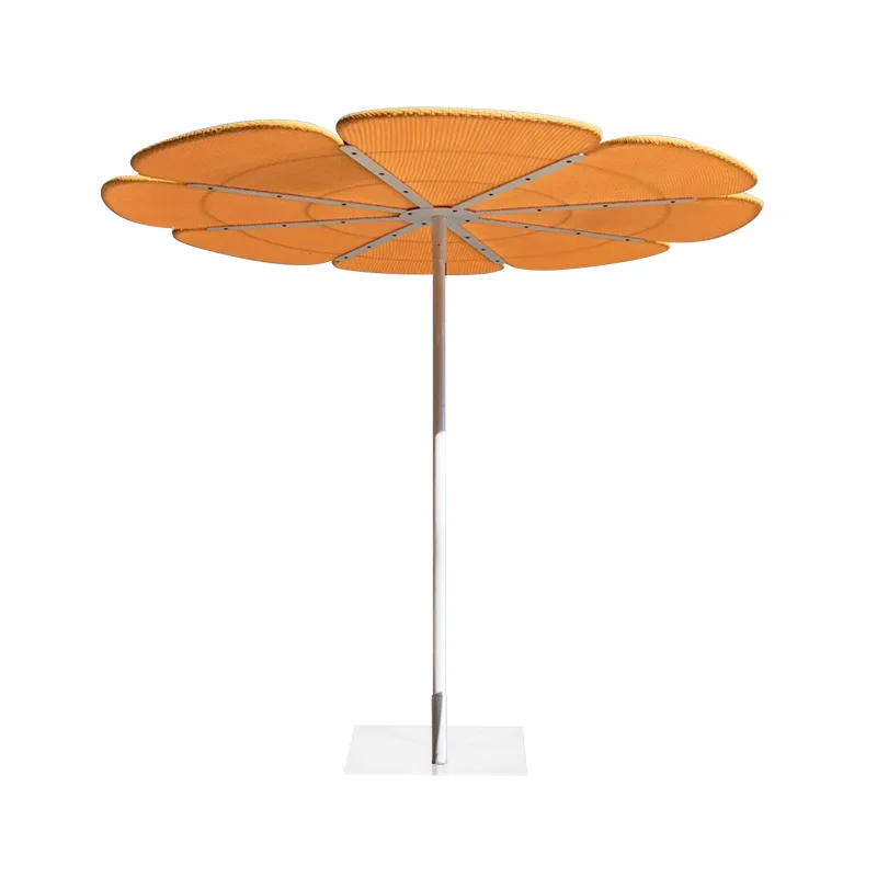 

Internet celebrity outdoor umbrella creative rattan petal clock in wedding props designer art umbrella garden furniture