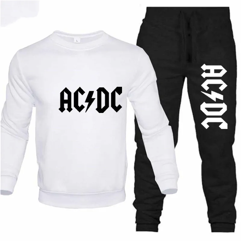 New 2 piece sportswear AC&DC men\'s sweatshirt pants pullover hoodie sportswear suit casual Streetwear sports men\'s clothing