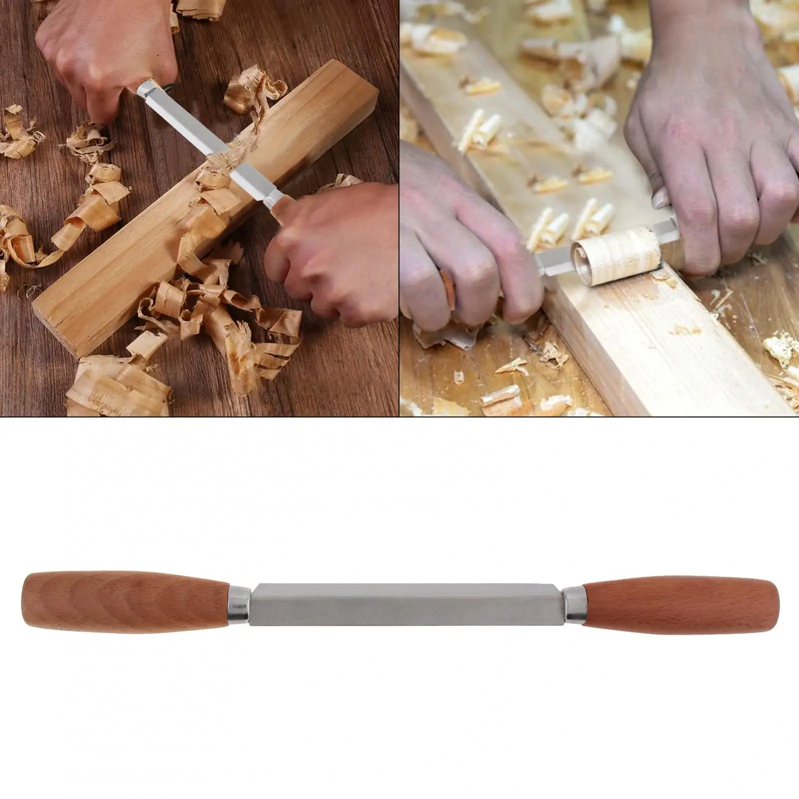 1Pc Beech Wooden Handle Woodwork Hand Plane Wood Carving Curved Draw Shave Debarking Hand Tool for Polished Logs Wood Debarking