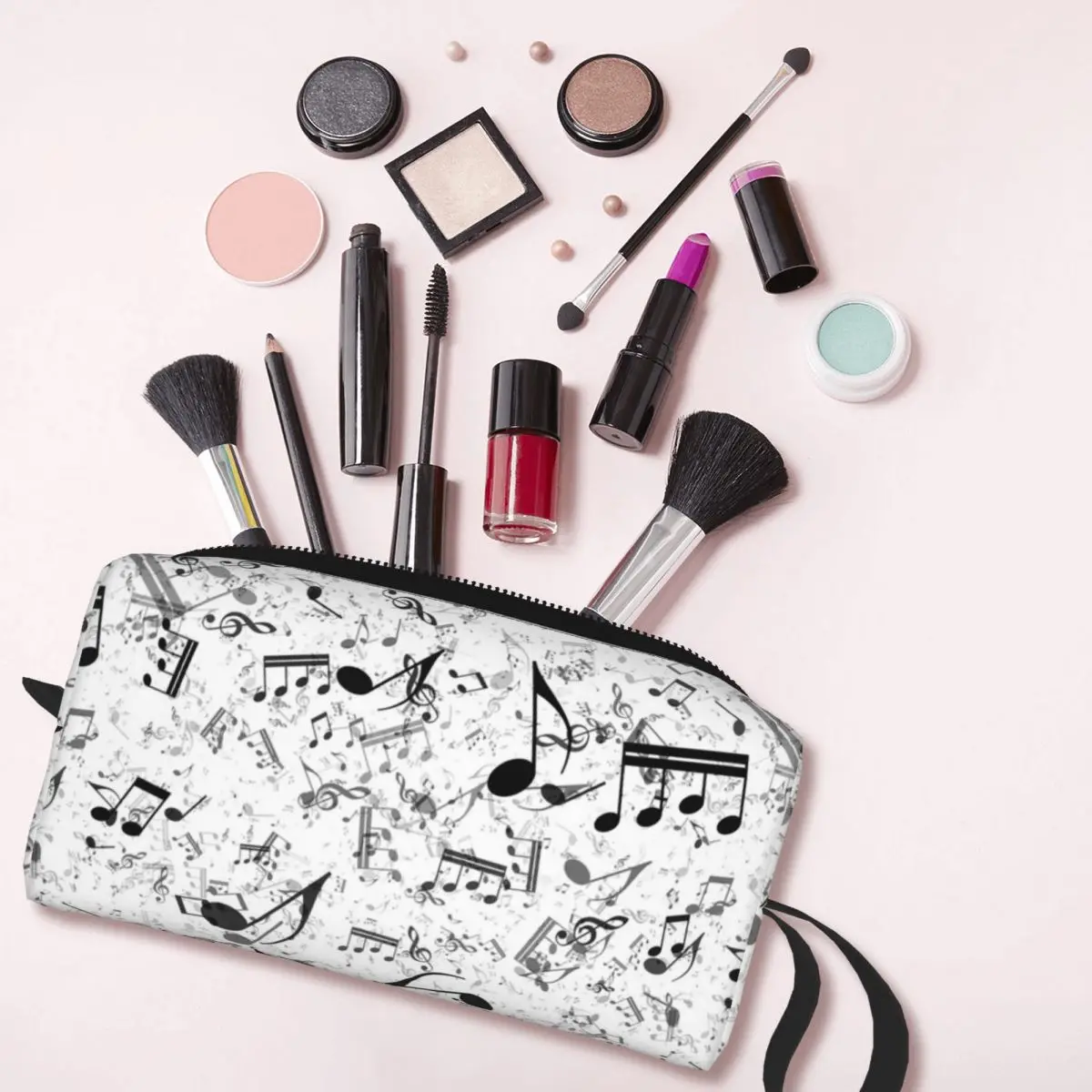 Bass Music Notes Makeup Bag Cosmetic Organizer Toiletry Cosmetic Bag for Women Beauty Travel Pencil Case