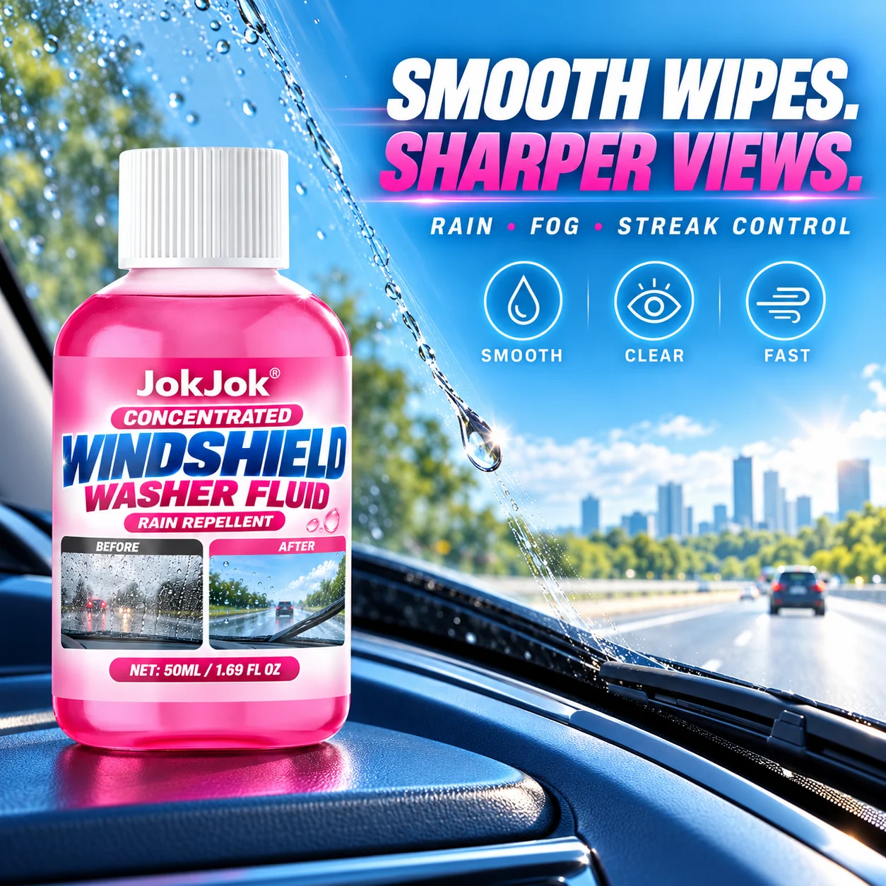 Car Glass Concentrated Coating Waterproof Windshield Wiper Fluid, Keeps It Smooth, Rainproof and Anti-Fog Without Streaks, Quick view 2