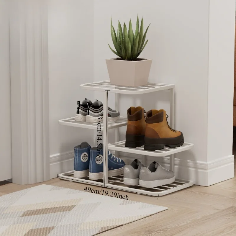 Large Capacity Interlocking Multi-Layer Wrought Iron Shoe Rack Minimalist Entryway Storage Shelf For Small Apartment