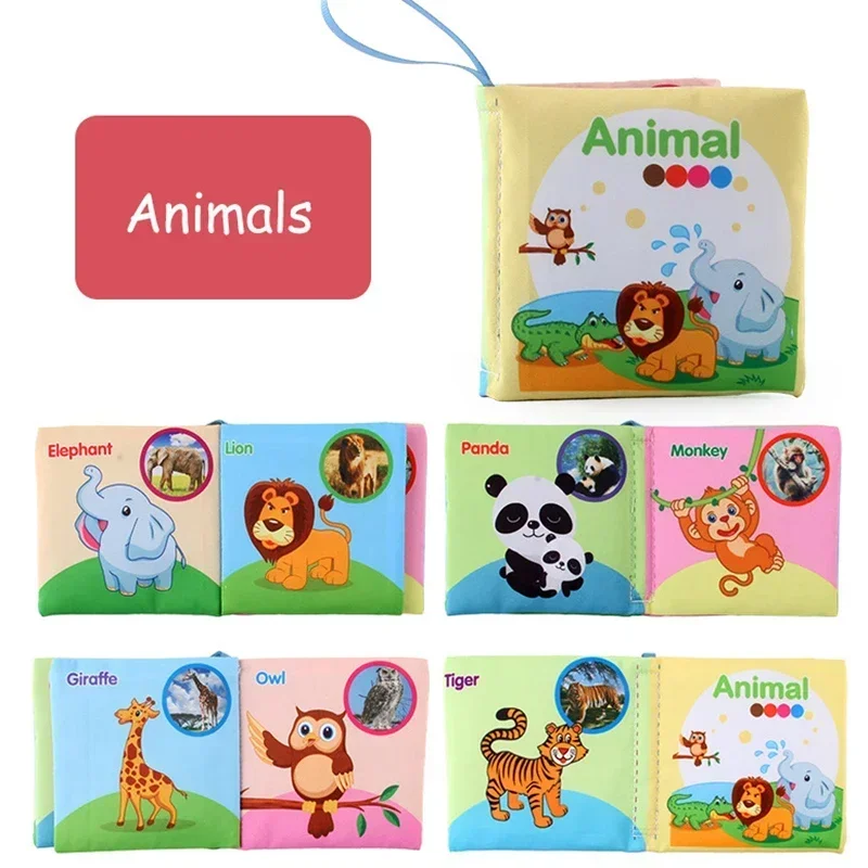 Libro in stoffa morbida per neonati 0-12 mesi Libro 3D Famiglia di animali Cognitivo Montessori Giocattoli educativi precoci per bambini Regalo