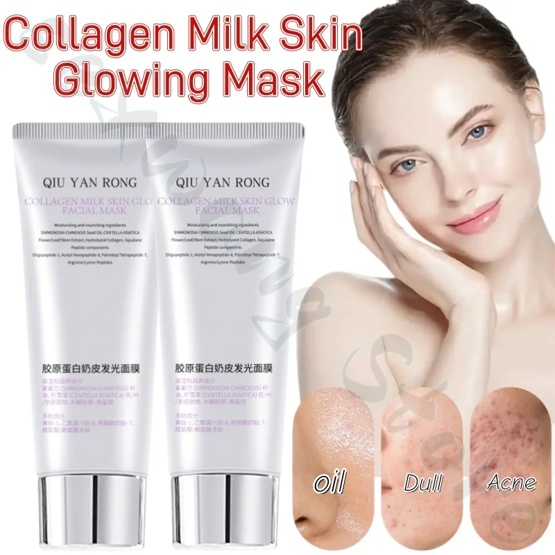 Collagen milk skin luminous mask soothes, moisturizes, tightens skin, fades fine lines, improves dry and rough skin 65g